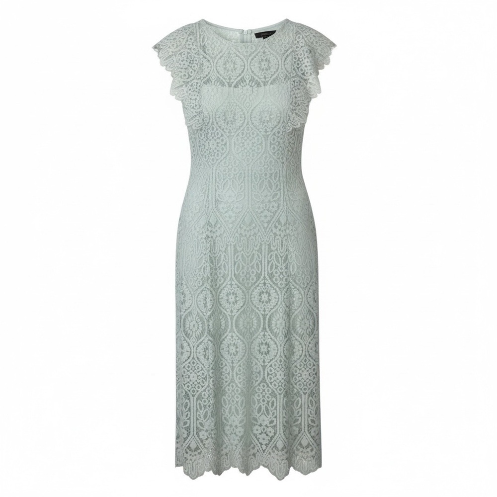 Tahari NWT Lace Maxi Dress in Soft Mint Green Size 6 
Floral Guipure Cottagecore